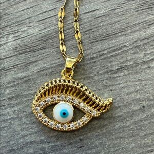 Mystic Gold Evil Eye Pendant Necklace